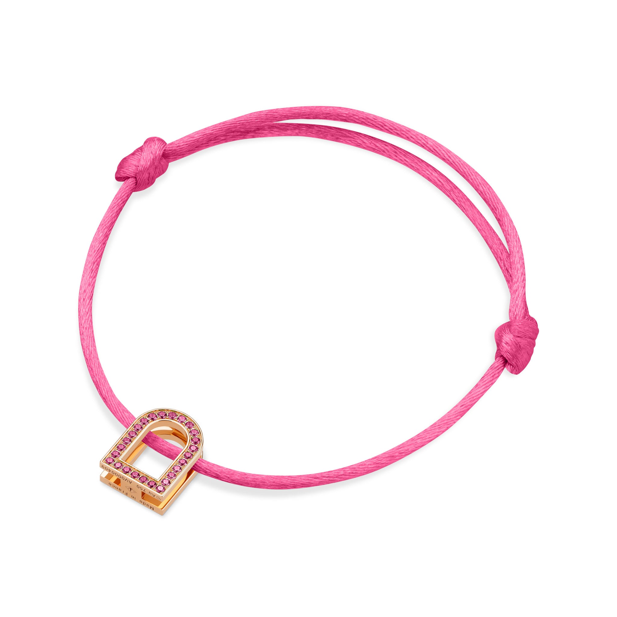 L'Arc Voyage Charm MM, 18k Rose Gold with Galerie Pink Sapphires on Silk Cord - DAVIDOR