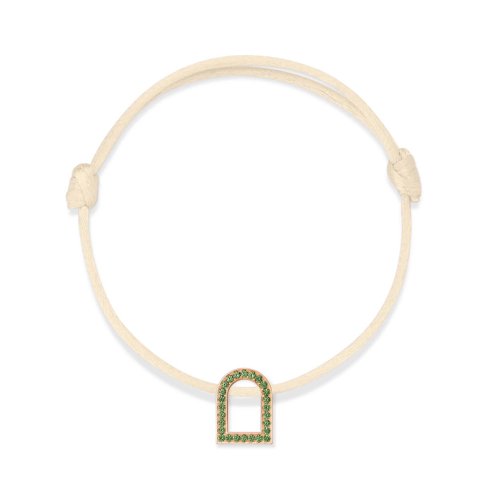 L'Arc Voyage Charm MM, 18k Rose Gold with Galerie Tsavorites on Silk Cord - DAVIDOR