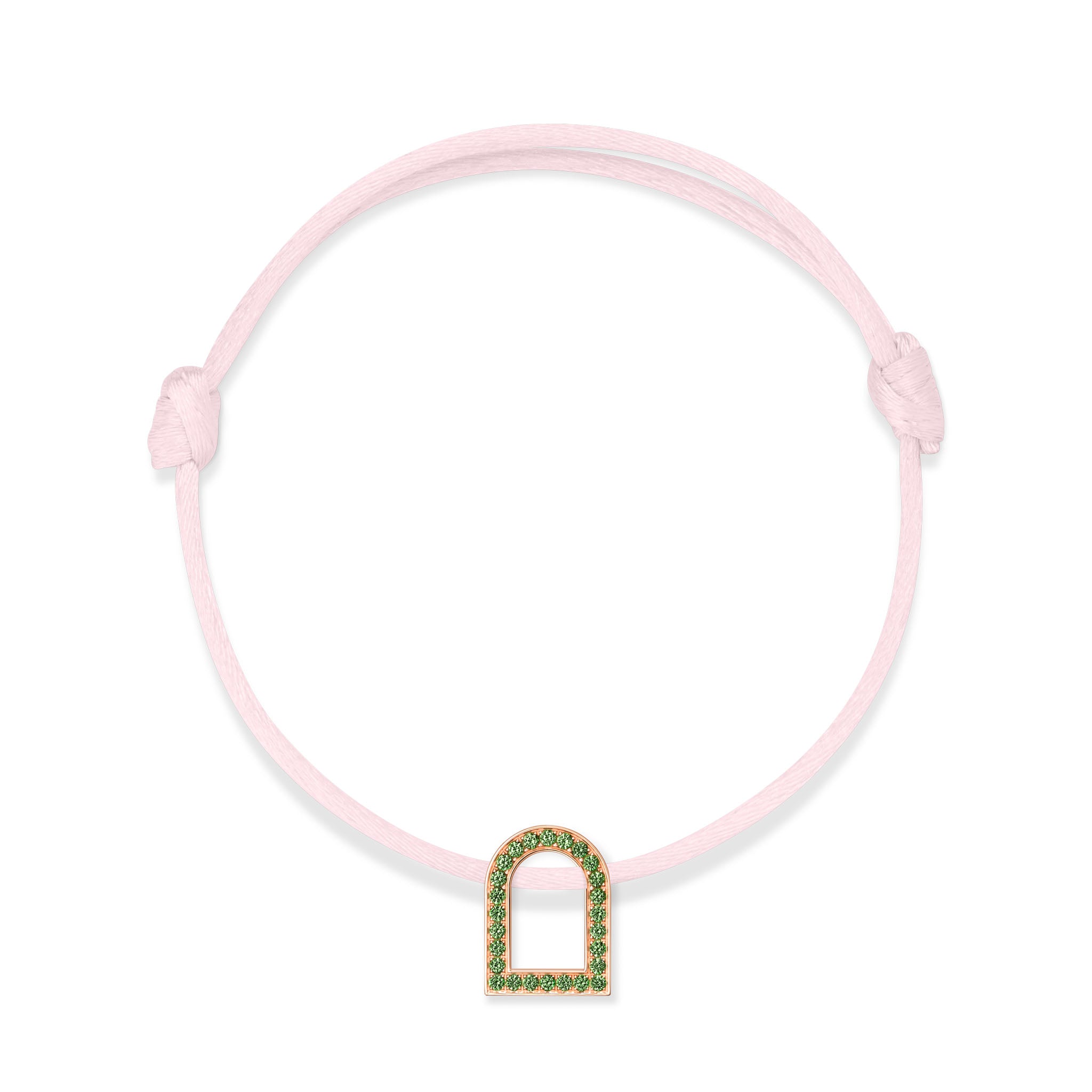 L'Arc Voyage Charm MM, 18k Rose Gold with Galerie Tsavorites on Silk Cord - DAVIDOR