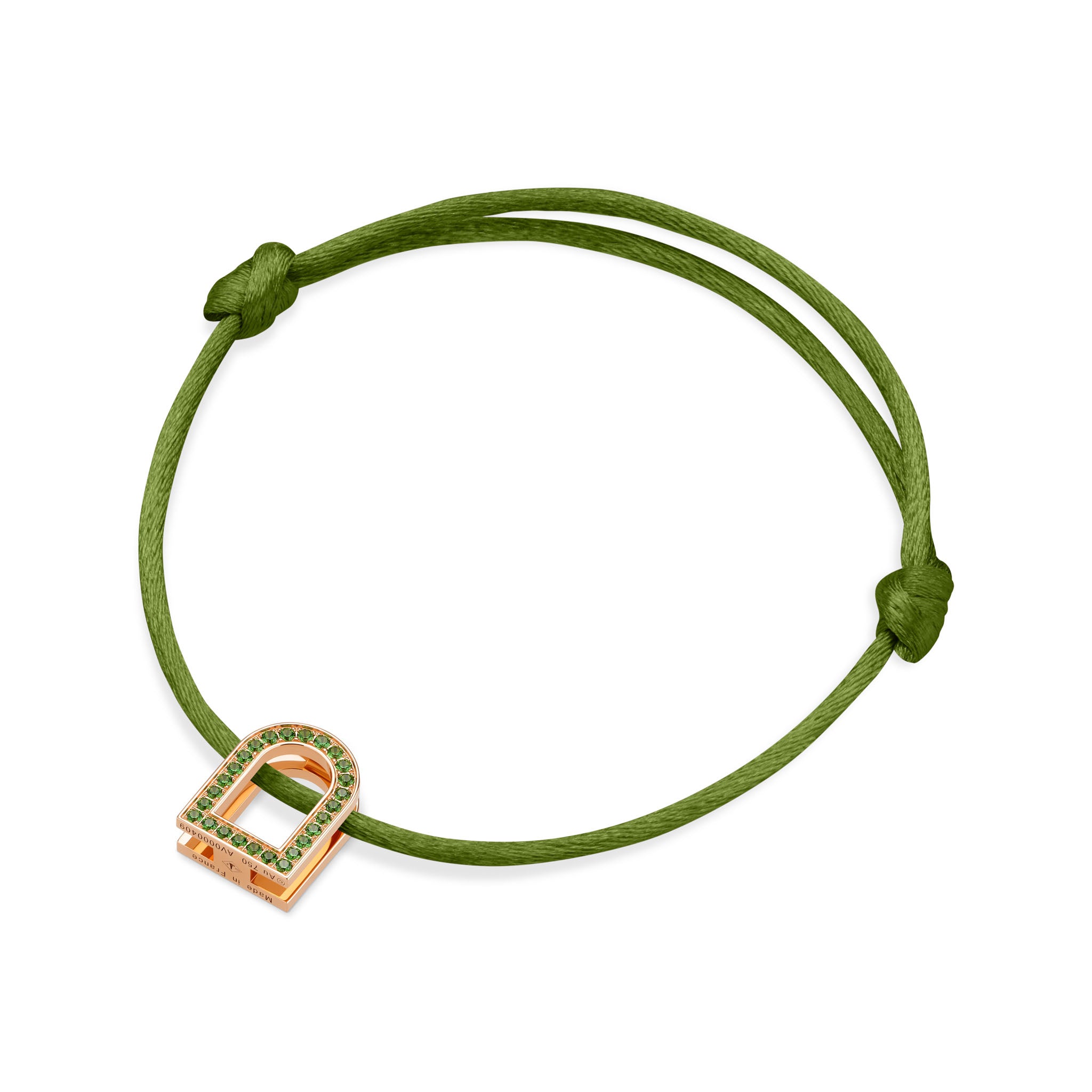 L'Arc Voyage Charm MM, 18k Rose Gold with Galerie Tsavorites on Silk Cord - DAVIDOR