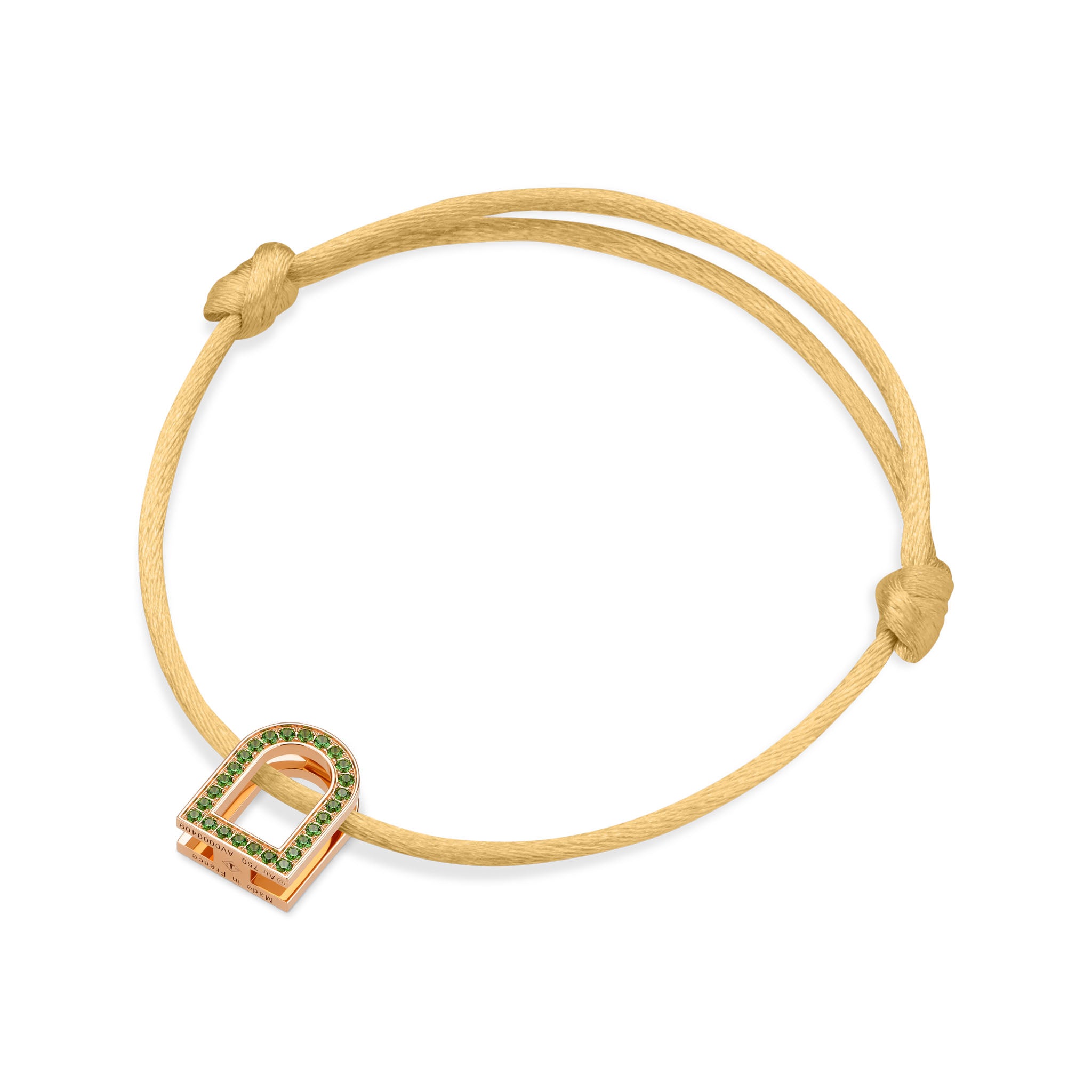 L'Arc Voyage Charm MM, 18k Rose Gold with Galerie Tsavorites on Silk Cord - DAVIDOR