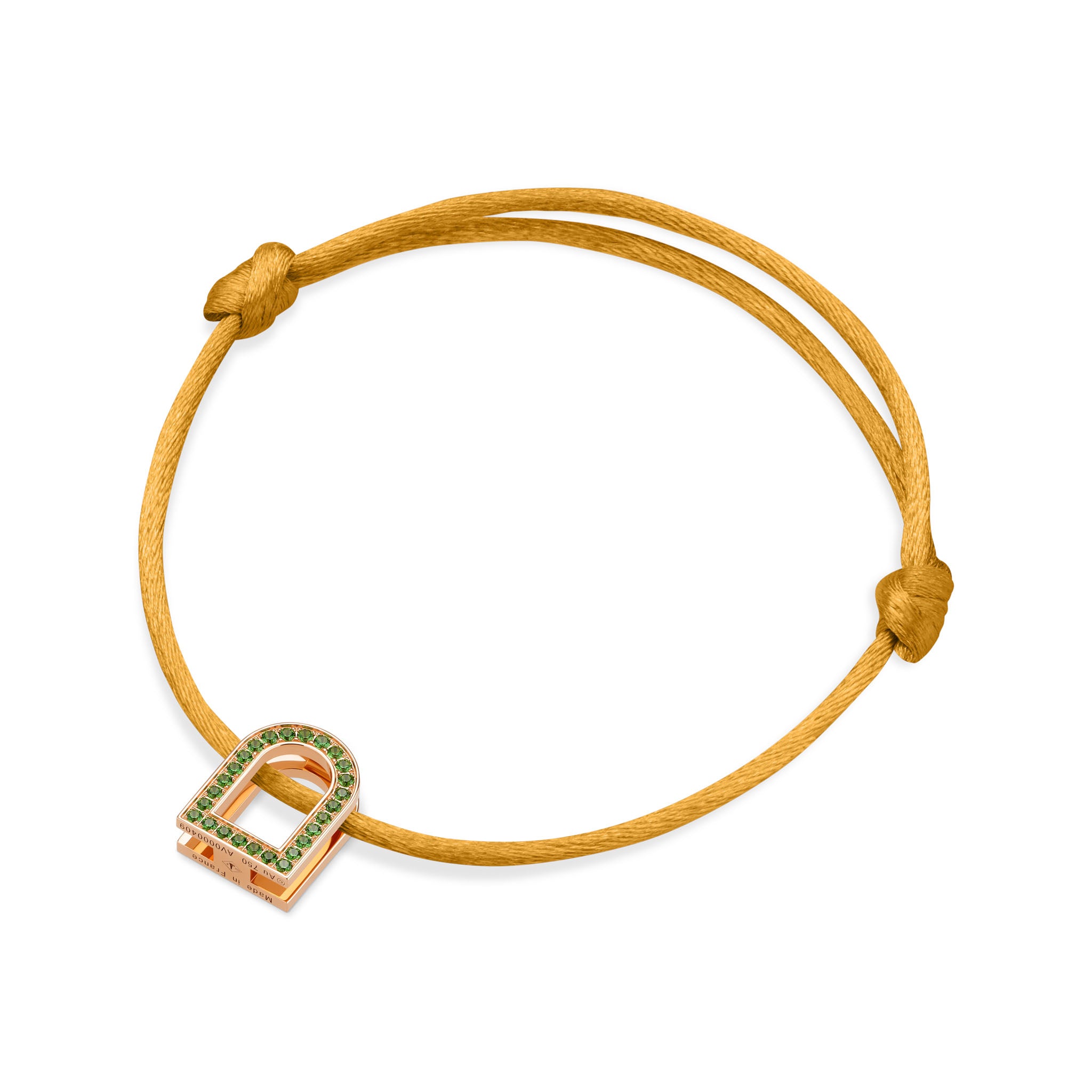 L'Arc Voyage Charm MM, 18k Rose Gold with Galerie Tsavorites on Silk Cord - DAVIDOR