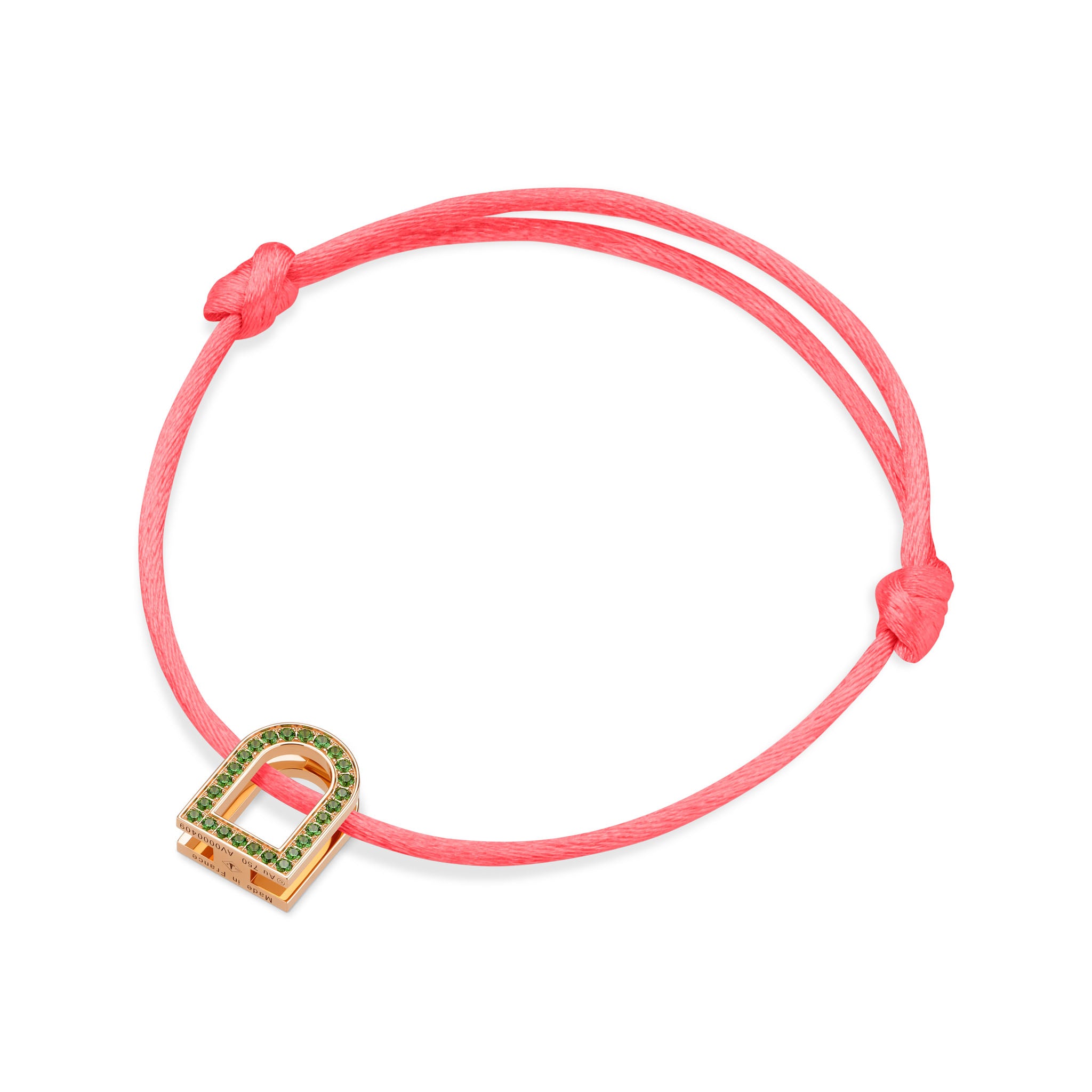 L'Arc Voyage Charm MM, 18k Rose Gold with Galerie Tsavorites on Silk Cord - DAVIDOR