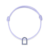 L'Arc Voyage Charm MM, 18k White Gold with Galerie Blue Sapphires on Silk Cord - DAVIDOR