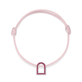 L'Arc Voyage Charm MM, 18k White Gold with Galerie Rubies on Silk Cord - DAVIDOR