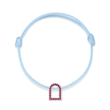 L'Arc Voyage Charm MM, 18k White Gold with Galerie Rubies on Silk Cord - DAVIDOR