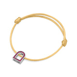 L'Arc Voyage Charm MM, 18k White Gold with Galerie Rubies on Silk Cord - DAVIDOR