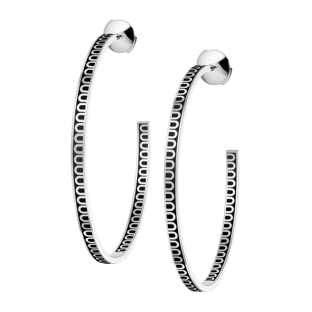 L'Arc de DAVIDOR Creole Earring GM, 18k White Gold with Lacquered Ceramic