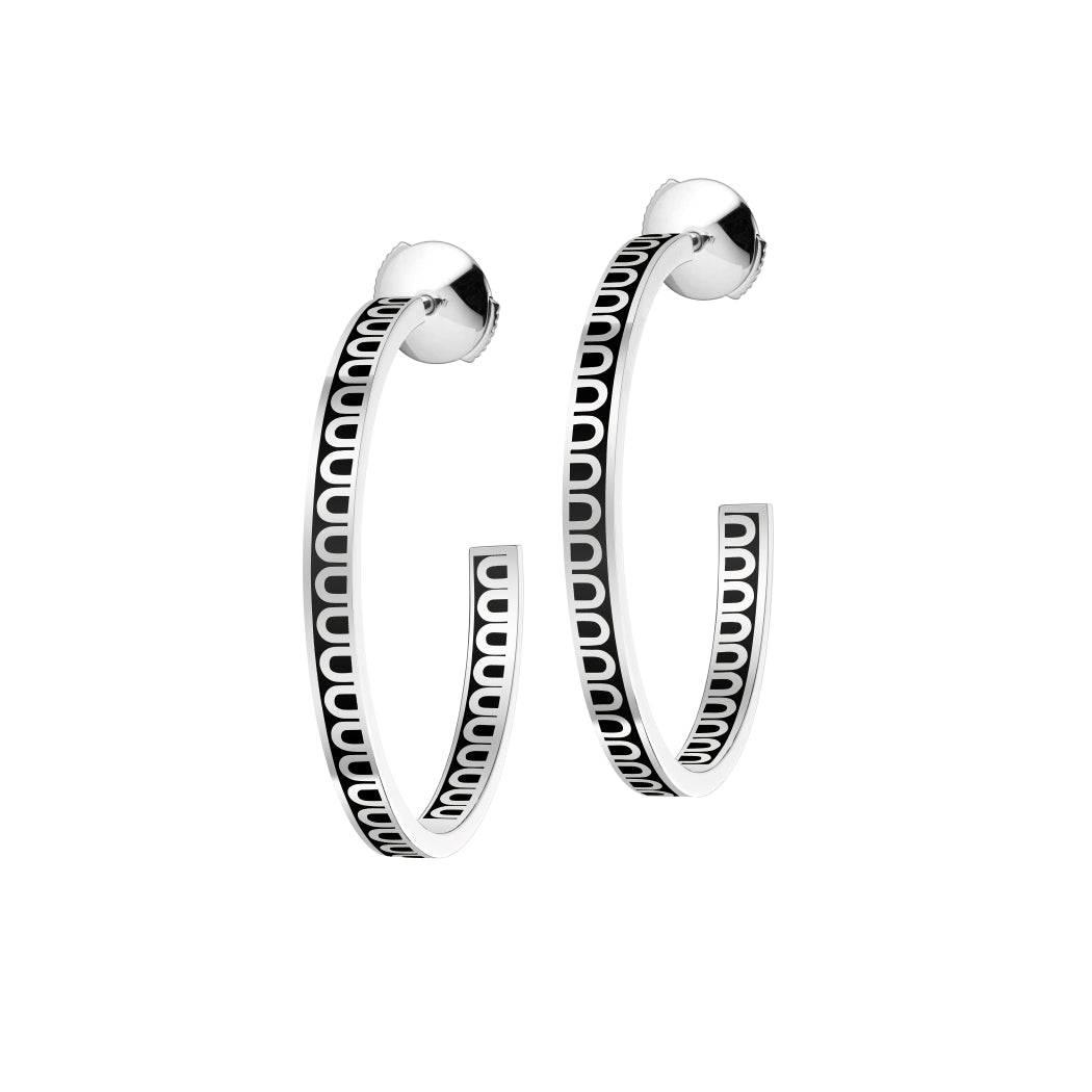 L'Arc de DAVIDOR Creole Earring MM, 18k White Gold with Lacquered Ceramic