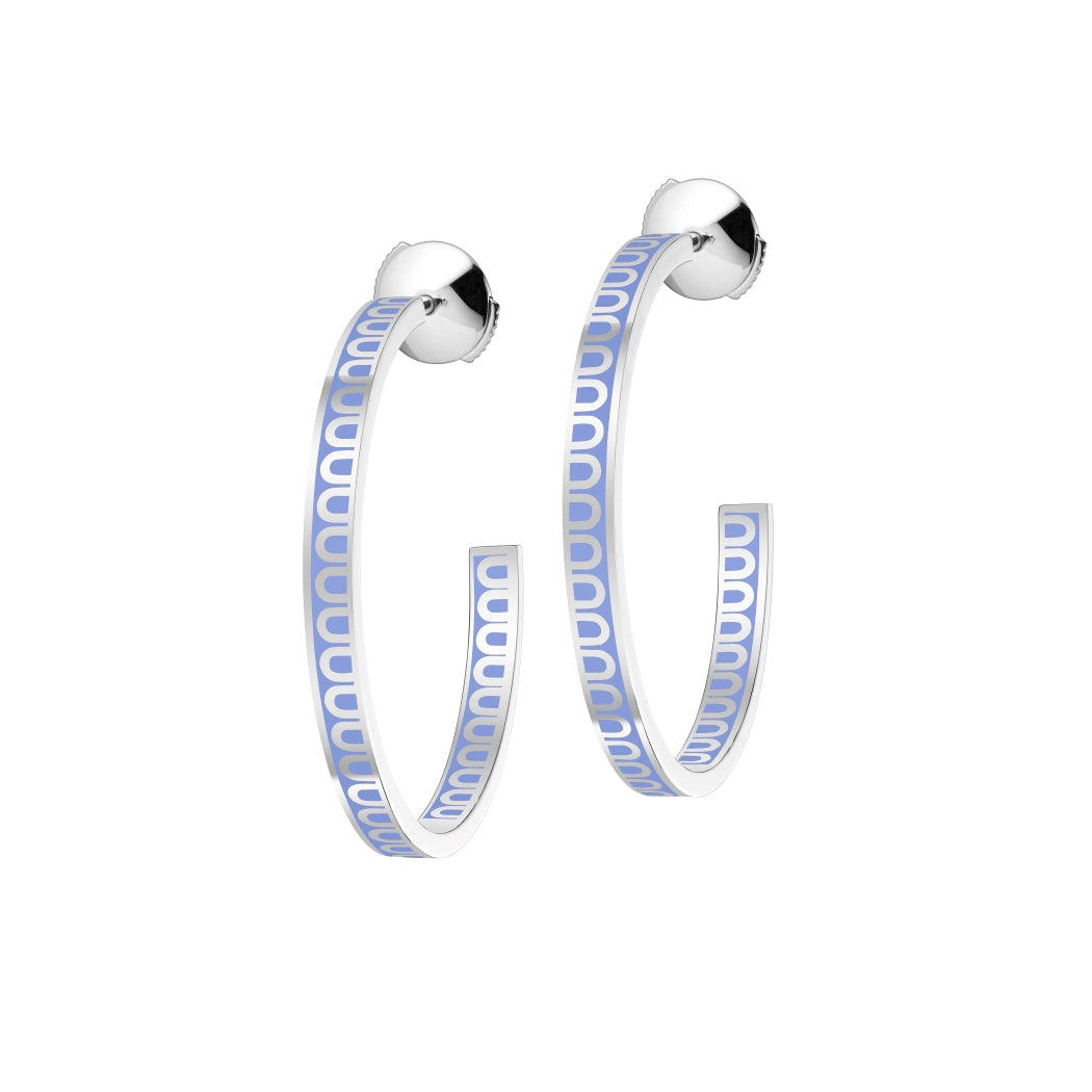 L'Arc de DAVIDOR Creole Earring MM, 18k White Gold with Lacquered Ceramic - DAVIDOR