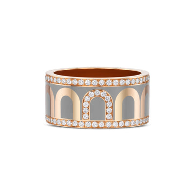 L'Arc de DAVIDOR Ring GM Porta Diamonds, 18k Rose Gold with Anthracite Lacquered Ceramic - DAVIDOR