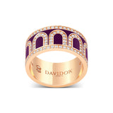 L'Arc de DAVIDOR Ring GM, 18k Rose Gold with Aubergine Lacquered Ceramic and Palais Diamonds - DAVIDOR