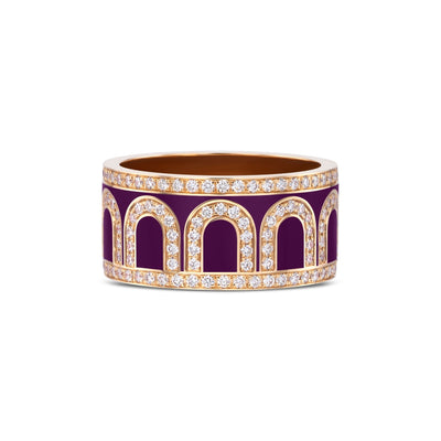 L'Arc de DAVIDOR Ring GM, 18k Rose Gold with Aubergine Lacquered Ceramic and Palais Diamonds - DAVIDOR