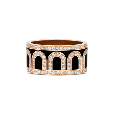 L'Arc de DAVIDOR Ring GM, 18k Rose Gold with Caviar Lacquered Ceramic and Palais Diamonds - DAVIDOR