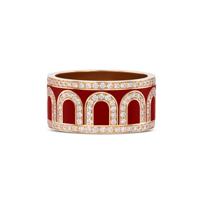 L'Arc de DAVIDOR Ring GM, 18k Rose Gold with Davidor Bordeaux Lacquered Ceramic and Palais Diamonds - DAVIDOR