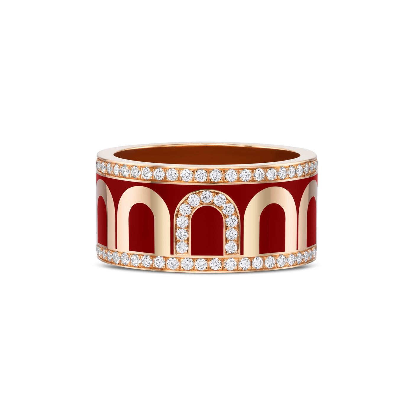 L'Arc de DAVIDOR Ring GM, 18k Rose Gold with Davidor Bordeaux Lacquered Ceramic and Porta Diamonds - DAVIDOR