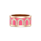 L'Arc de DAVIDOR Ring GM, 18k Rose Gold with Flamant Lacquered Ceramic and Arcade Diamonds - DAVIDOR