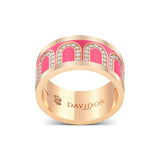 L'Arc de DAVIDOR Ring GM, 18k Rose Gold with Flamant Lacquered Ceramic and Arcade Diamonds - DAVIDOR