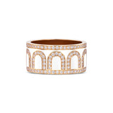 L'Arc de DAVIDOR Ring GM, 18k Rose Gold with Neige Lacquered Ceramic and Palais Diamonds - DAVIDOR