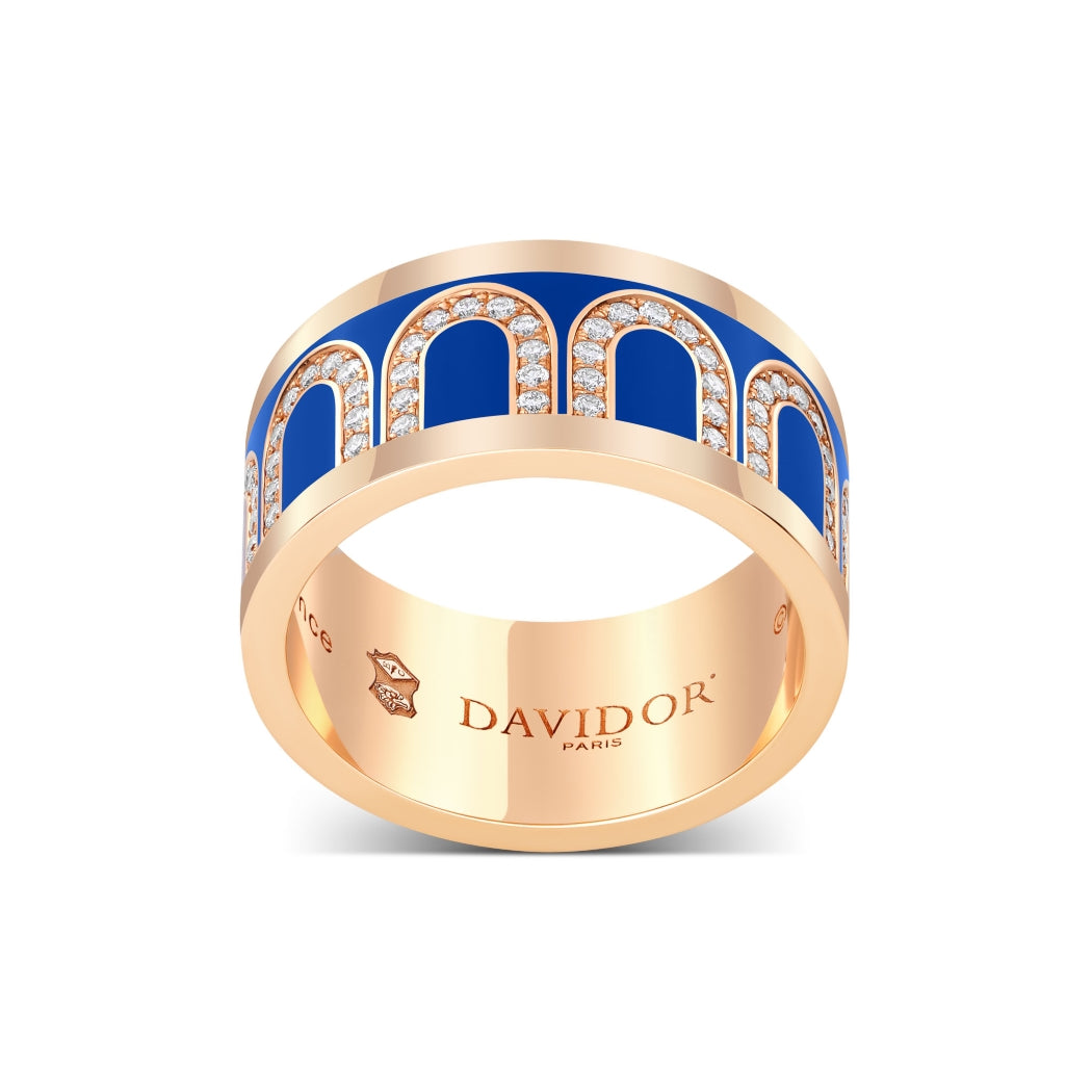 L'Arc de DAVIDOR Ring GM, 18k Rose Gold with Riviera Lacquered Ceramic and Arcade Diamonds - DAVIDOR