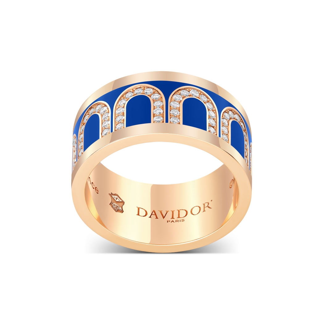 L'Arc de DAVIDOR Ring GM Arcade Diamonds, 18k Rose Gold with Riviera Lacquered Ceramic - DAVIDOR