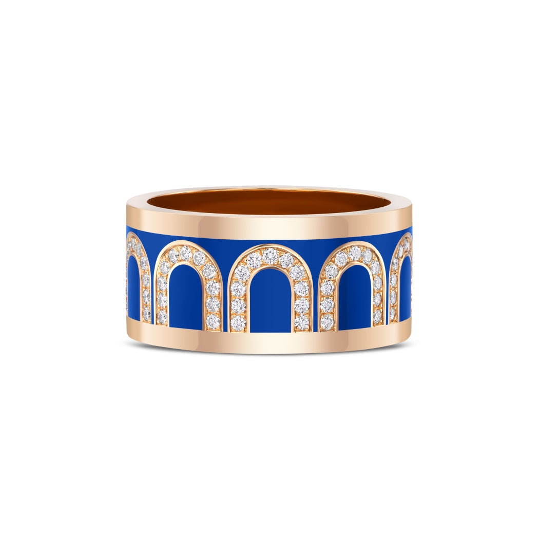 L'Arc de DAVIDOR Ring GM, 18k Rose Gold with Riviera Lacquered Ceramic and Arcade Diamonds - DAVIDOR