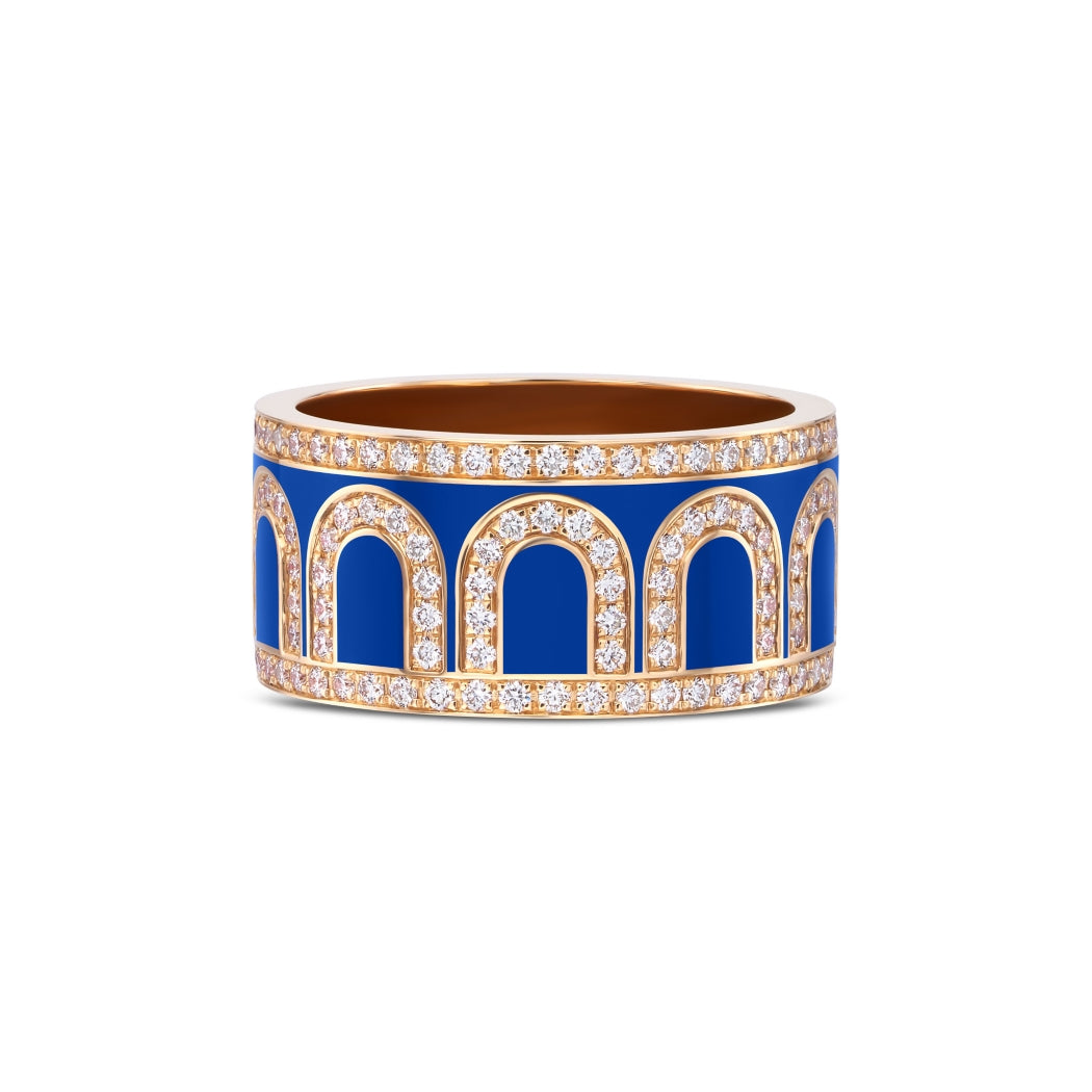 L'Arc de DAVIDOR Ring GM, 18k Rose Gold with Riviera Lacquered Ceramic and Palais Diamonds - DAVIDOR