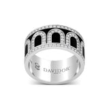 L'Arc de DAVIDOR Ring GM, 18k White Gold with Caviar Lacquered Ceramic and Palais Diamonds - DAVIDOR