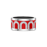 L'Arc de DAVIDOR Ring GM, 18k White Gold with Fraise Lacquered Ceramic and Arcade Diamonds - DAVIDOR