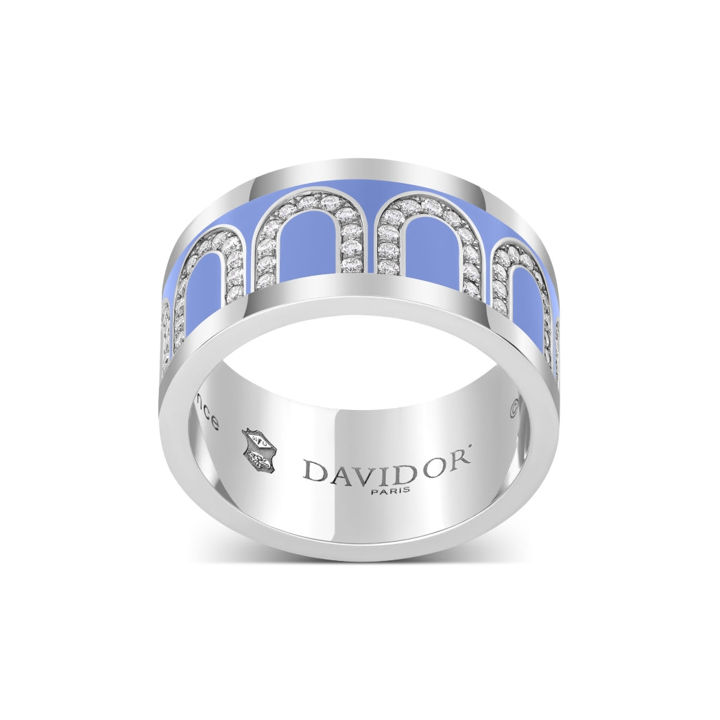 L'Arc de DAVIDOR Ring GM Arcade Diamonds, 18k White Gold with Hortensia Lacquered Ceramic - DAVIDOR