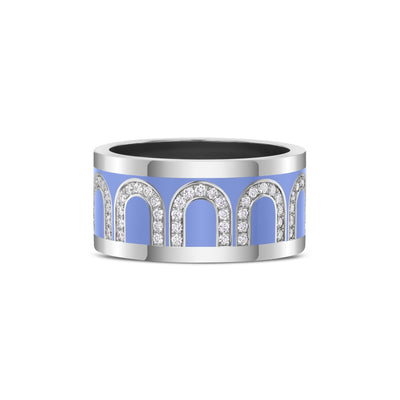 L'Arc de DAVIDOR Ring GM Arcade Diamonds, 18k White Gold with Hortensia Lacquered Ceramic - DAVIDOR