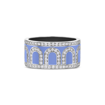 L'Arc de DAVIDOR Ring GM Palais Diamonds, 18k White Gold with Hortensia Lacquered Ceramic - DAVIDOR