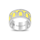 L'Arc de DAVIDOR Ring GM, 18k White Gold with Limoncello Lacquered Ceramic and Palais Diamonds - DAVIDOR