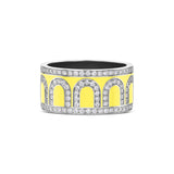 L'Arc de DAVIDOR Ring GM, 18k White Gold with Limoncello Lacquered Ceramic and Palais Diamonds - DAVIDOR