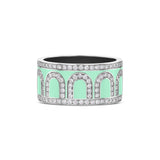 L'Arc de DAVIDOR Ring GM, 18k White Gold with Palm Beach Lacquered Ceramic and Palais Diamonds - DAVIDOR