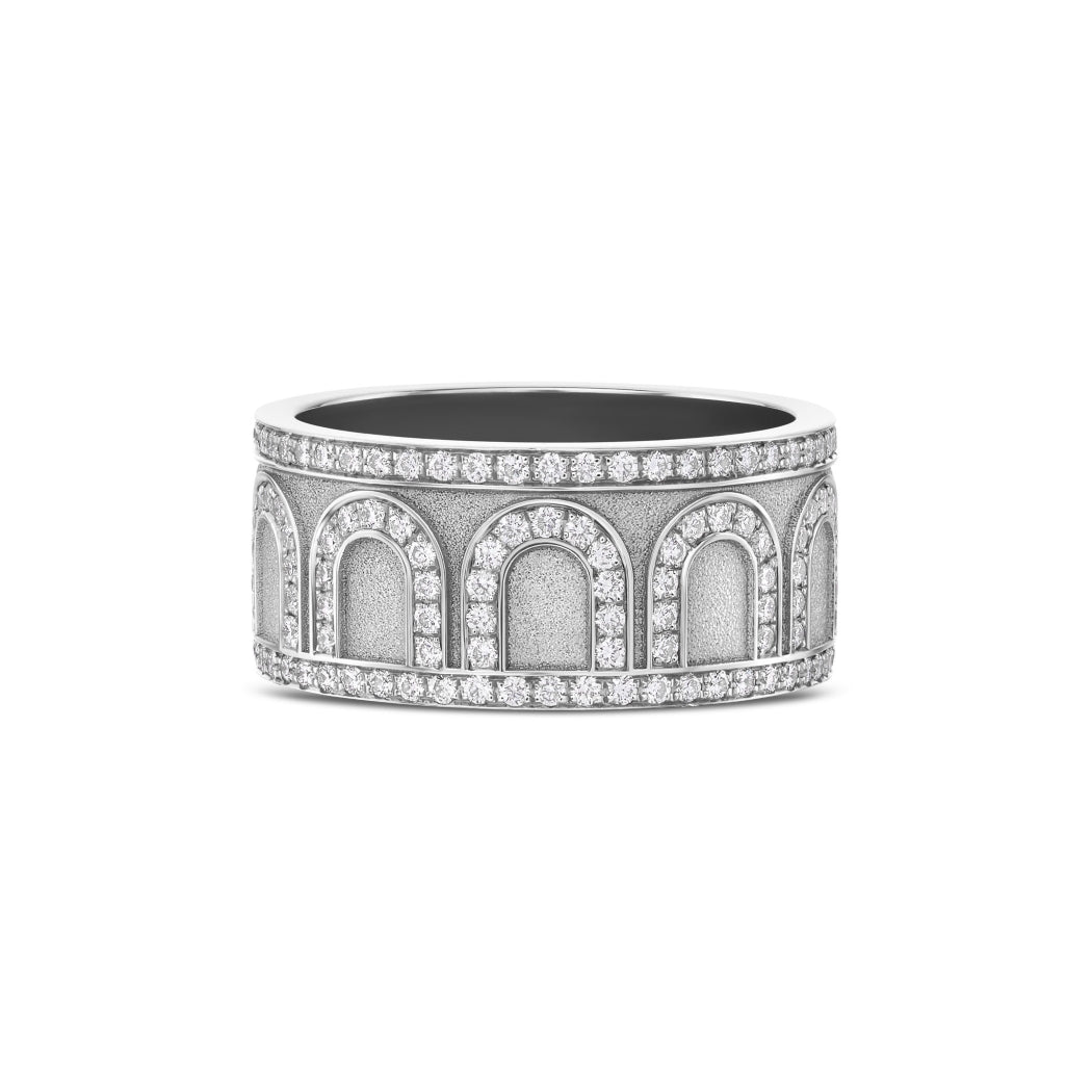 L'Arc de DAVIDOR Ring GM, 18k White Gold with Satin Finish and Palais Diamonds - DAVIDOR