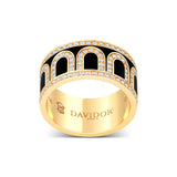 L'Arc de DAVIDOR Ring GM, 18k Yellow Gold with Caviar Lacquered Ceramic and Palais Diamonds - DAVIDOR