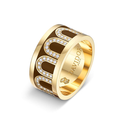 L'Arc de DAVIDOR Ring GM Arcade Diamonds, 18k Yellow Gold with Cognac Lacquered Ceramic - DAVIDOR