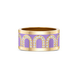 L'Arc de DAVIDOR Ring GM, 18k Yellow Gold with Lavande Lacquered Ceramic and Arcade Diamonds - DAVIDOR