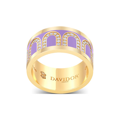 L'Arc de DAVIDOR Ring GM Arcade Diamonds, 18k Yellow Gold with Lavande Lacquered Ceramic - DAVIDOR