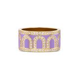 L'Arc de DAVIDOR Ring GM, 18k Yellow Gold with Lavande Lacquered Ceramic and Palais Diamonds - DAVIDOR