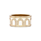 L'Arc de DAVIDOR Ring GM, 18k Yellow Gold with Neige Lacquered Ceramic and Palais Diamonds - DAVIDOR