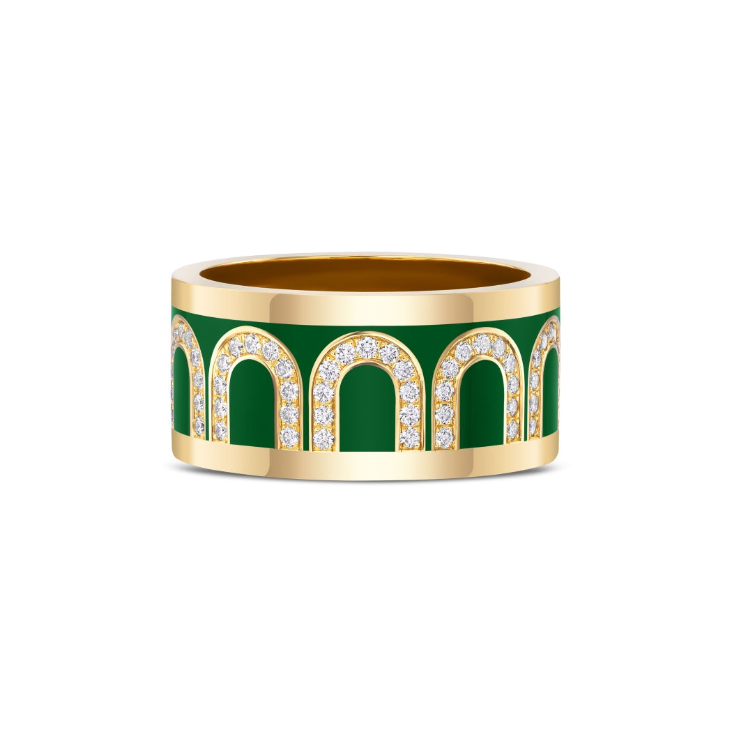 L'Arc de DAVIDOR Ring GM, 18k Yellow Gold with Palais Royal Lacquered Ceramic and Arcade Diamonds - DAVIDOR