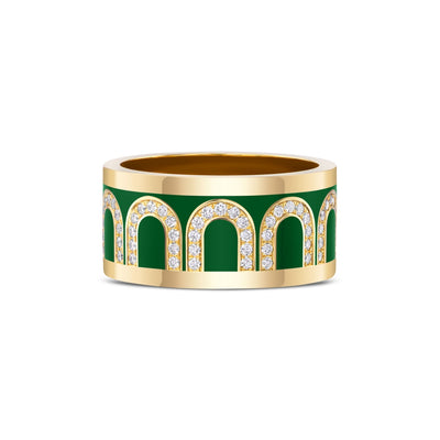 L'Arc de DAVIDOR Ring GM, 18k Yellow Gold with Palais Royal Lacquered Ceramic and Arcade Diamonds - DAVIDOR