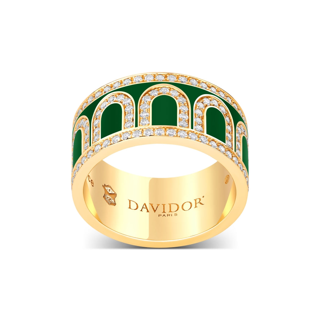 L'Arc de DAVIDOR Ring GM, 18k Yellow Gold with Palais Royal Lacquered Ceramic and Palais Diamonds - DAVIDOR