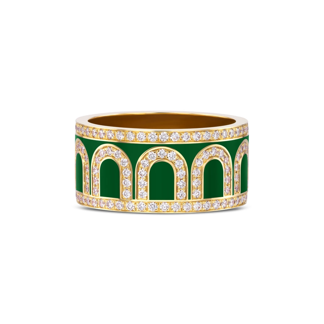 L'Arc de DAVIDOR Ring GM, 18k Yellow Gold with Palais Royal Lacquered Ceramic and Palais Diamonds - DAVIDOR