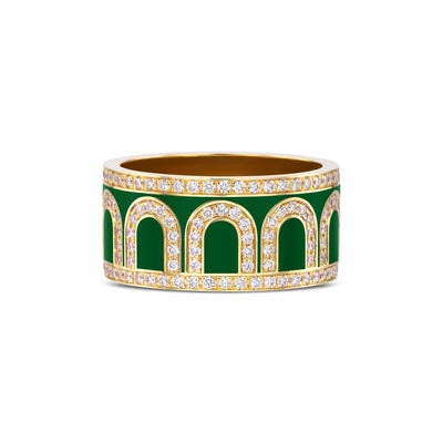 L'Arc de DAVIDOR Ring GM, 18k Yellow Gold with Palais Royal Lacquered Ceramic and Palais Diamonds - DAVIDOR