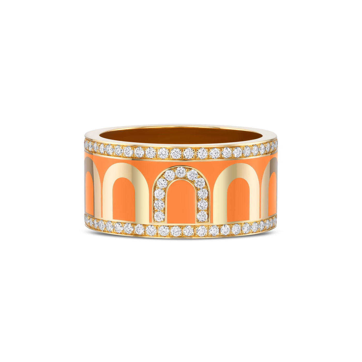 L'Arc de DAVIDOR Ring GM, 18k Yellow Gold with Zeste Lacquered Ceramic and Porta Diamonds - DAVIDOR