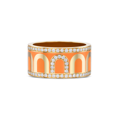 L'Arc de DAVIDOR Ring GM, 18k Yellow Gold with Zeste Lacquered Ceramic and Porta Diamonds - DAVIDOR