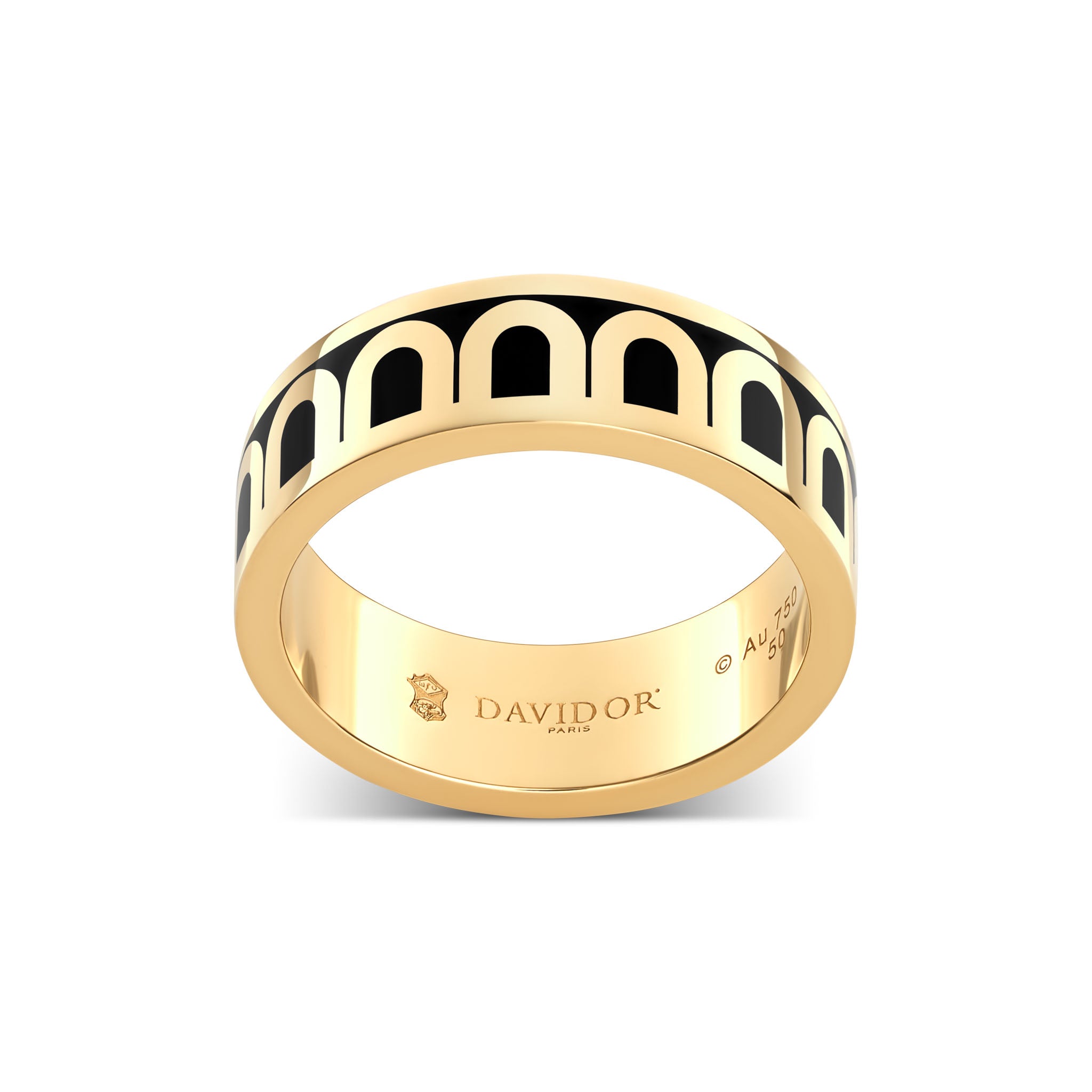 L'Arc de DAVIDOR Ring MM, 18k Yellow Gold with Caviar Lacquered Ceramic - DAVIDOR